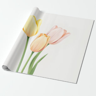 Minimalistische gelbe Tulpen-Frühlingsgeschenkverp Geschenkpapier