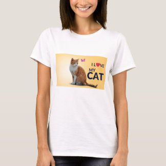 Minimalistische gelbe und orangefarbene Katze T-Shirt