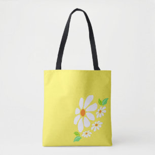 Minimalistische Gelbe und Weiße Blume Zeichnend Tasche