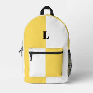 Minimalistische gelbe und weiße maßgeschneiderte R Bedruckter Rucksack