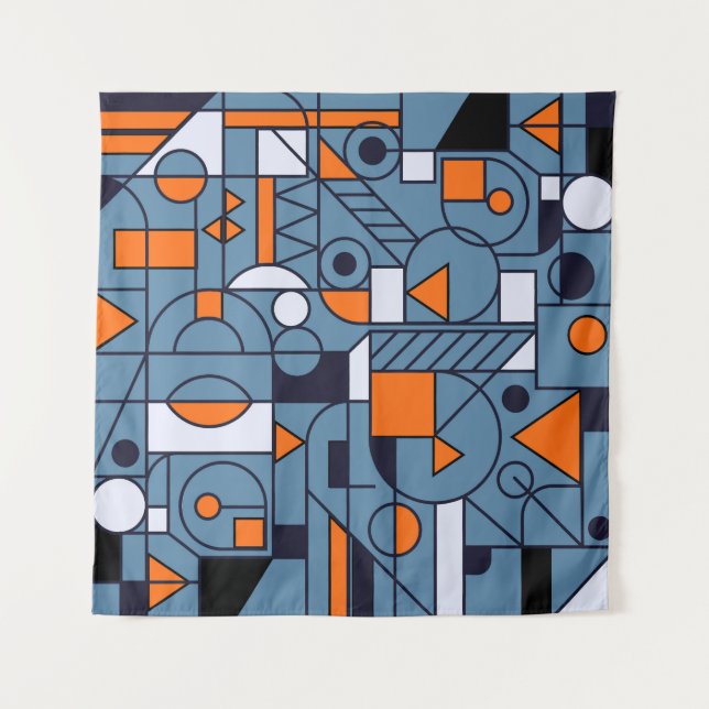 Minimalistische Geometrie: Retro-Abstraktes Poster Wandteppich (Vorderseite)