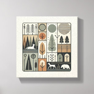 Minimalistische geometrische abstrakte Baumkunst Leinwanddruck