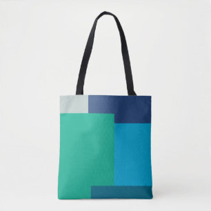 Minimalistische geometrische Farbblöcke Blau-grüne Tasche