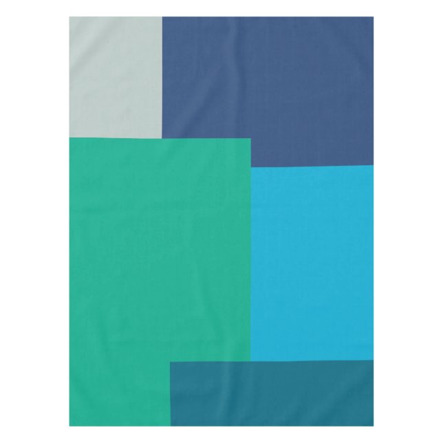 Minimalistische geometrische Farbblöcke Blau-grüne Tischdecke (Vorderseite)