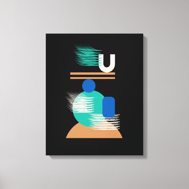Minimalistische geometrische Farbkunst auf schwarz Leinwanddruck (Vorderseite)