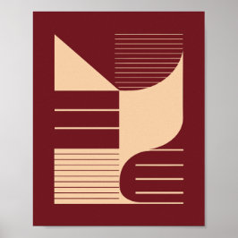 Minimalistische geometrische Formen auf dunkelrote Poster