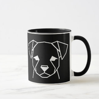 Minimalistische geometrische Hund Schwarz Kaffeeta Tasse