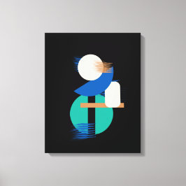 Minimalistische Geometrische Kunst in Schwarz Lein Leinwanddruck