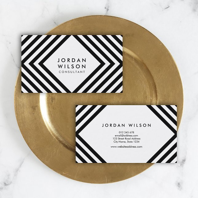Minimalistische geometrische Linien zwischen Weiß  Visitenkarte (Von Creator hochgeladen)
