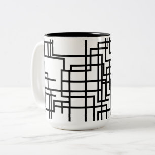 Minimalistische geometrische Linienkunst Zweifarbige Tasse