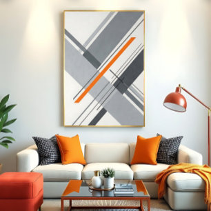 Minimalistische geometrische Orange Akzent Poster