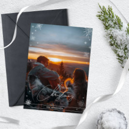 Minimalistische geometrische Schneeflocken Custom  Feiertagskarte