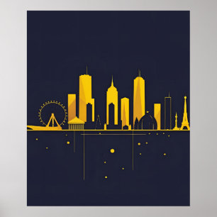 Minimalistische geometrische Stadtsilhouette Poster