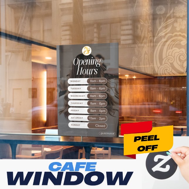 Minimalistische Geschäftsöffnungszeiten Wall-Decal Fensteraufkleber (Minimalist Business Opening Hours Decal/Poster - Modern Shop Window Sign)