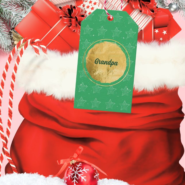 Minimalistische 🌟 geschenkanhänger (Green Minimalist Stars Gold Circle Snow Gift Tags ©Susanne Sachers - Sunny Mind 🌞)