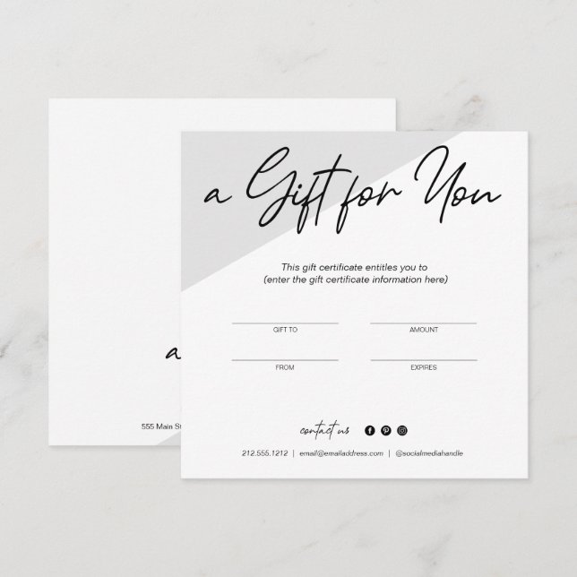 Minimalistische Geschenkgutschein-Visitenkarte (Vorne/Hinten)