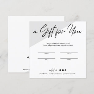 Minimalistische Geschenkgutschein-Visitenkarte