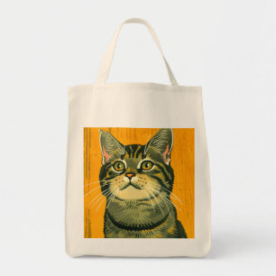 Minimalistische gestreifte graue Tabbykatze Tragetasche