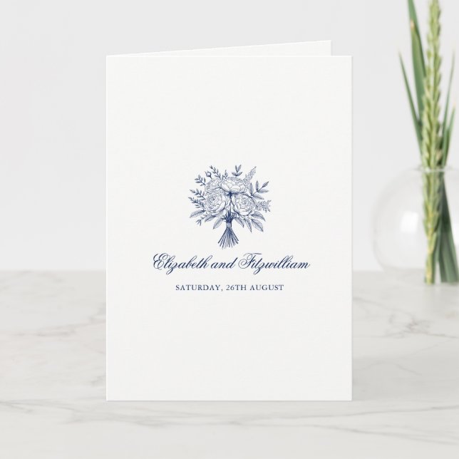 Minimalistische gezeichnete Bridal Bouquet-Hochzei Einladung (Vorderseite)
