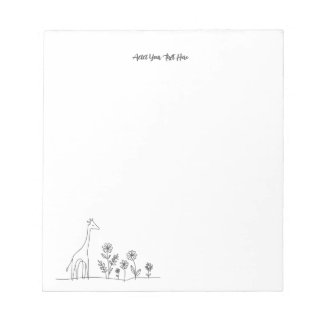 Minimalistische Giraffe Blume Kunst Zeichnend Notizblock