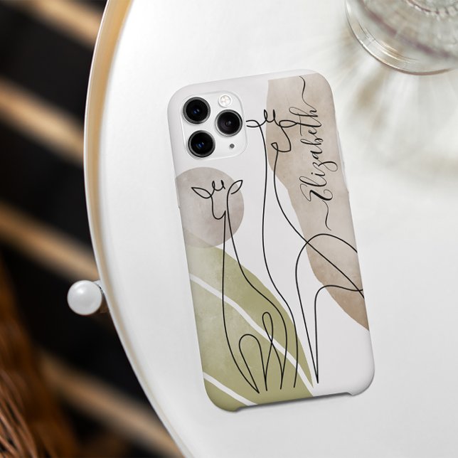 Minimalistische Giraffe Kontinuierliche Kunst Zeic Case-Mate iPhone 14 Hülle (Von Creator hochgeladen)