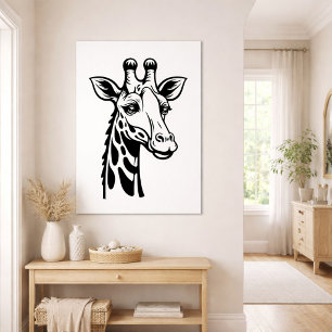 Minimalistische Giraffe Schwarz und Weiß  Poster