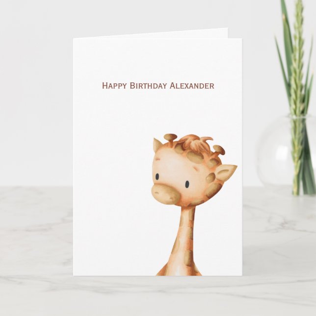 Minimalistische Giraffe Zeichnend Personalisierten Karte (Vorderseite)