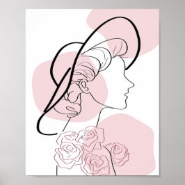 Minimalistische Girl Rose Frauen Modernes, stilvol Poster