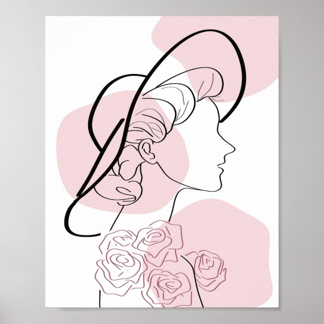 Minimalistische Girl Rose Frauen Modernes, stilvol Poster (Vorne)