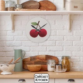 Minimalistische Girly Crochet Red Cherry Sommer fr Runde Wanduhr