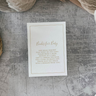 Minimalistische Gold-Baby-Shower-Bücher für Baby Begleitkarte