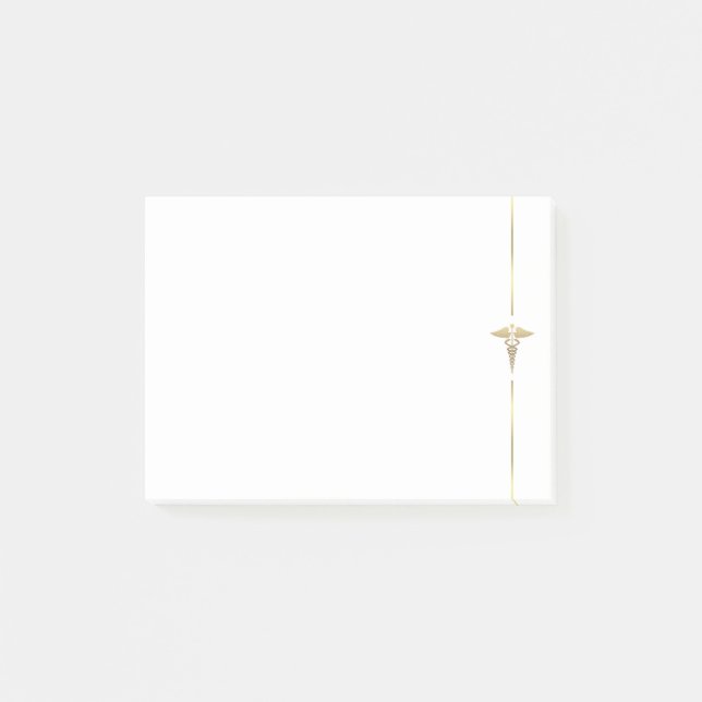 Minimalistische Gold Caduceus Symbolnotes Post-it Klebezettel (Vorderseite)