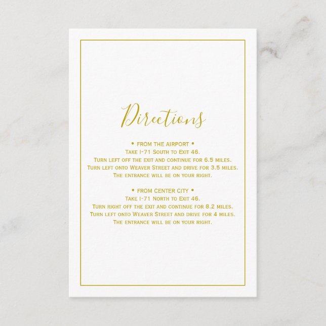 Minimalistische Gold Directors Card Begleitkarte (Vorderseite)