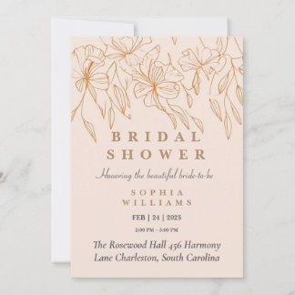 Minimalistische Gold Floral Bridal Dusche Einladun Einladung