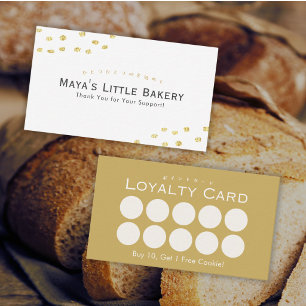 Minimalistische Gold-Glitter-Punkt-Bäckerei-Treuek Visitenkarte