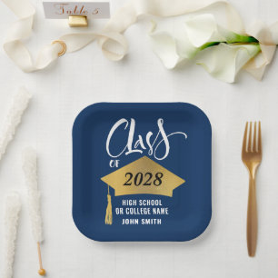 Minimalistische Gold Grad Cap Stilvolle Graduierun Pappteller