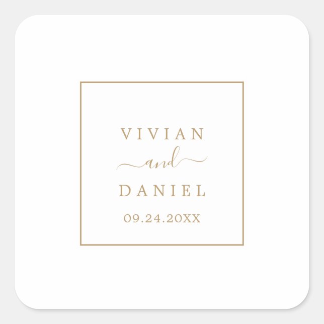 Minimalistische Gold-Hochzeiten-Umschlag Aufkleber (Vorderseite)