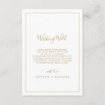 Minimalistische Gold Hochzeitskarte Begleitkarte<br><div class="desc">Diese minimalistische goldene Hochzeit, die eine gute Karte wünscht, ist perfekt für eine einfache Hochzeit. Das moderne romantische Design besticht durch klassische Goldtypografie und Weiß, gepaart mit einer rustikalen und eleganten Kalligraphie mit Vintagem handgeschriebenem Stil. Anpassbar in jeder Farbe. Behalt das Design einfach und elegant, wie es ist, oder personalisiere...</div>