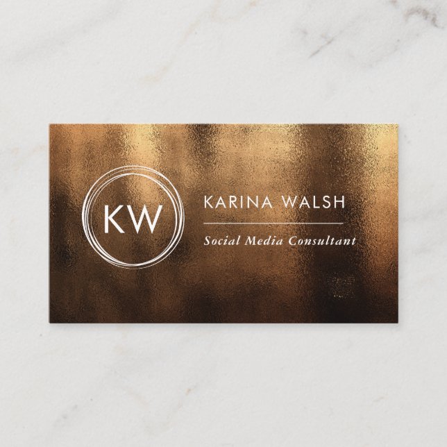 Minimalistische Gold-Monogramm-Logo-Visitenkarte Visitenkarte (Vorderseite)