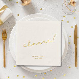Minimalistische Gold Script Custom Cheers Wedding Serviette