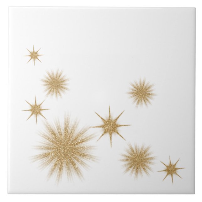 Minimalistische Gold Sternexplosion Keramik Tile Fliese (Vorderseite)