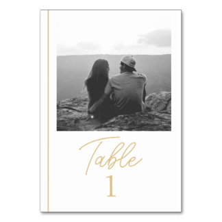 Minimalistische Gold-Tischnummer mit Foto Tischnummer