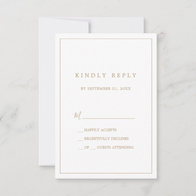 Minimalistische Gold Typografie Einfache RSVP-Kart RSVP Karte (Vorderseite)