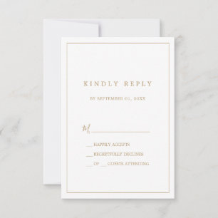 Minimalistische Gold Typografie Einfache RSVP-Kart RSVP Karte