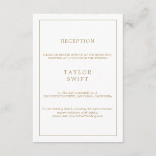 Minimalistische Gold Typografie Empfang Card Begleitkarte
