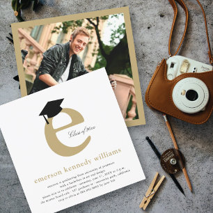 Minimalistische Gold-Typografie Initiale E Senior  Einladung
