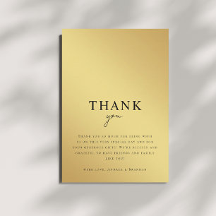 Minimalistische Gold- und schwarze metallische Gra Dankeskarte