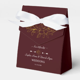 Minimalistische goldene Blumen Hochzeit in Tiefbur Geschenkschachtel