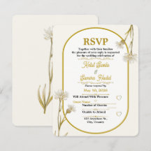 Minimalistische goldene botanische Hochzeits-RSVP-