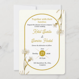 Minimalistische goldene botanische Hochzeitseinlad Einladung